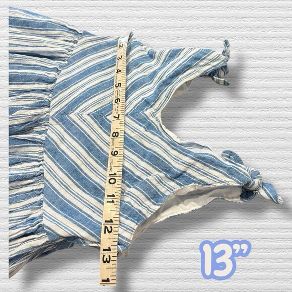 Hope & Henry Girls Blue White Linen Blend Stripe Sundress Size 8 - Picture 3 of 6